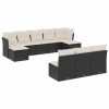 10-dijelni set vrtnih sofa s jastucima crni od poliratana