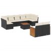 10-dijelni set vrtnih sofa s jastucima crni od poliratana