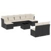 10-dijelni set vrtnih sofa s jastucima crni od poliratana