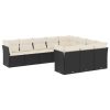 10-dijelni set vrtnih sofa s jastucima crni od poliratana