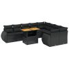 10-dijelni set vrtnih sofa s jastucima crni od poliratana