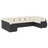 10-dijelni set vrtnih sofa s jastucima crni od poliratana