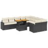10-dijelni set vrtnih sofa s jastucima crni od poliratana