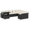10-dijelni set vrtnih sofa s jastucima crni od poliratana