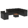 10-dijelni set vrtnih sofa s jastucima crni od poliratana