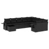 10-dijelni set vrtnih sofa s jastucima crni od poliratana