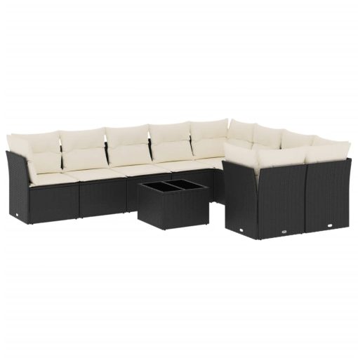 10-dijelni set vrtnih sofa s jastucima crni od poliratana