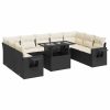 10-dijelni set vrtnih sofa s jastucima crni od poliratana
