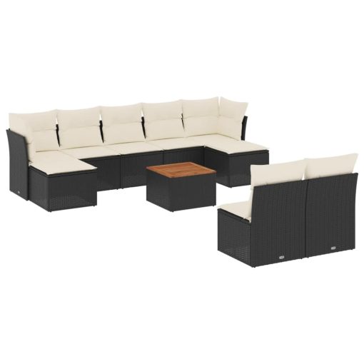 10-dijelni set vrtnih sofa s jastucima crni od poliratana