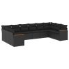 10-dijelni set vrtnih sofa s jastucima crni od poliratana
