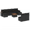 10-dijelni set vrtnih sofa s jastucima crni od poliratana