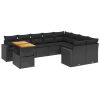 10-dijelni set vrtnih sofa s jastucima crni od poliratana