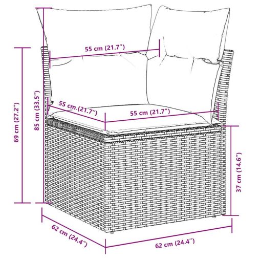 10-dijelni set vrtnih sofa s jastucima crni od poliratana