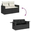 10-dijelni set vrtnih sofa s jastucima crni od poliratana