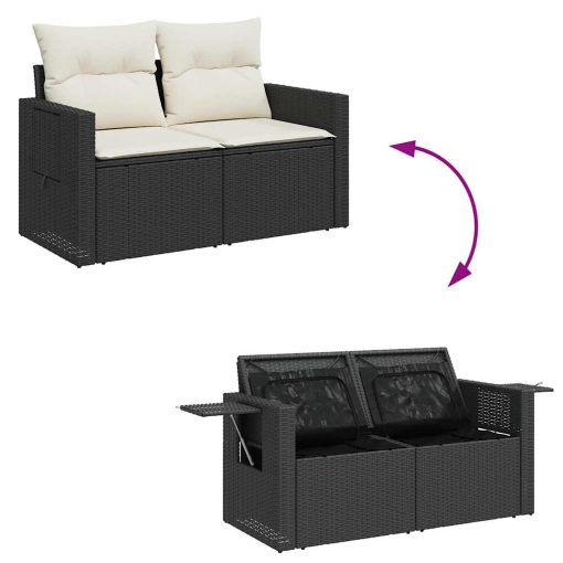 10-dijelni set vrtnih sofa s jastucima crni od poliratana