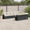 10-dijelni set vrtnih sofa s jastucima crni od poliratana