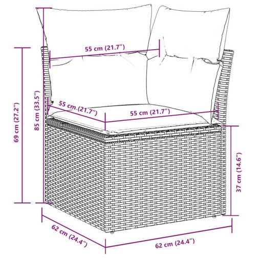 10-dijelni set vrtnih sofa s jastucima crni od poliratana
