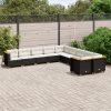10-dijelni set vrtnih sofa s jastucima crni od poliratana