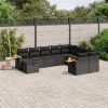 10-dijelni set vrtnih sofa s jastucima crni od poliratana