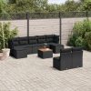 10-dijelni set vrtnih sofa s jastucima crni od poliratana