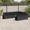 10-dijelni set vrtnih sofa s jastucima crni od poliratana