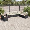 10-dijelni set vrtnih sofa s jastucima crni od poliratana