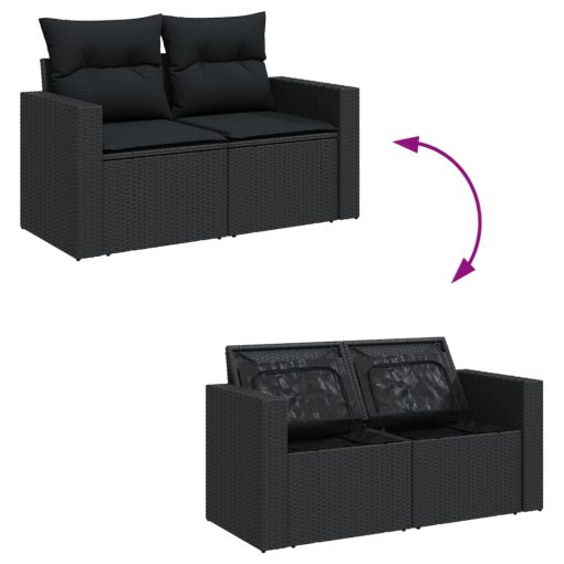 10-dijelni set vrtnih sofa s jastucima crni od poliratana