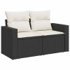 10-dijelni set vrtnih sofa s jastucima crni od poliratana