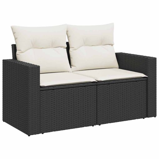 10-dijelni set vrtnih sofa s jastucima crni od poliratana