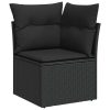 10-dijelni set vrtnih sofa s jastucima crni od poliratana