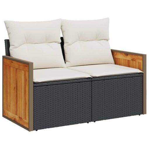 10-dijelni set vrtnih sofa s jastucima crni od poliratana