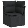 10-dijelni set vrtnih sofa s jastucima crni od poliratana