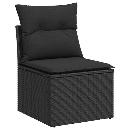 10-dijelni set vrtnih sofa s jastucima crni od poliratana