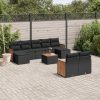 10-dijelni set vrtnih sofa s jastucima crni od poliratana