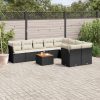 10-dijelni set vrtnih sofa s jastucima crni od poliratana