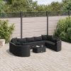 10-dijelni set vrtnih sofa s jastucima crni od poliratana