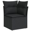 10-dijelni set vrtnih sofa s jastucima crni od poliratana