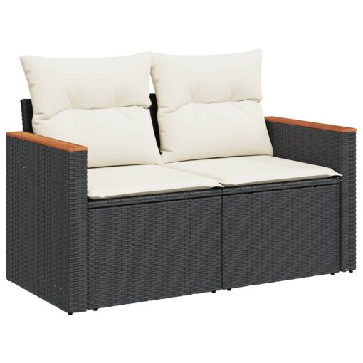 10-dijelni set vrtnih sofa s jastucima crni od poliratana