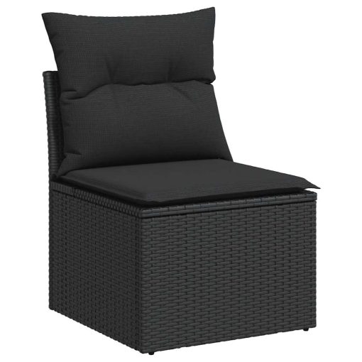 10-dijelni set vrtnih sofa s jastucima crni od poliratana