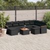 10-dijelni set vrtnih sofa s jastucima crni od poliratana