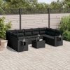 10-dijelni set vrtnih sofa s jastucima crni od poliratana