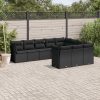 10-dijelni set vrtnih sofa s jastucima crni od poliratana