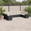 10-dijelni set vrtnih sofa s jastucima crni od poliratana