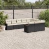 10-dijelni set vrtnih sofa s jastucima crni od poliratana