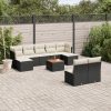 10-dijelni set vrtnih sofa s jastucima crni od poliratana