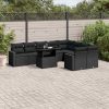 10-dijelni set vrtnih sofa s jastucima crni od poliratana