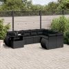 10-dijelni set vrtnih sofa s jastucima crni od poliratana