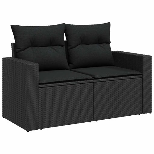 10-dijelni set vrtnih sofa s jastucima crni od poliratana