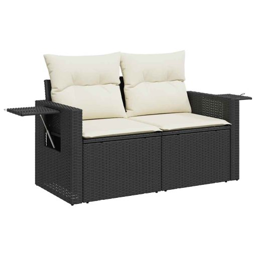 10-dijelni set vrtnih sofa s jastucima crni od poliratana