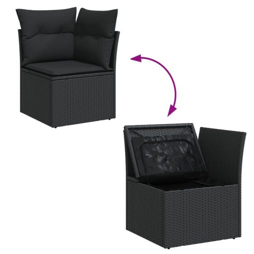 10-dijelni set vrtnih sofa s jastucima crni od poliratana